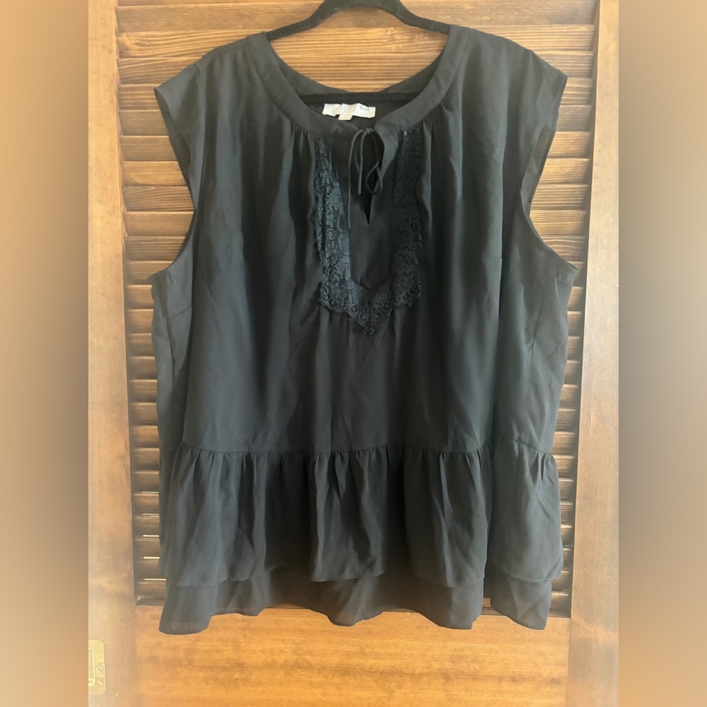 Loft Plus Size Black Ruffled Blouse • Size 24